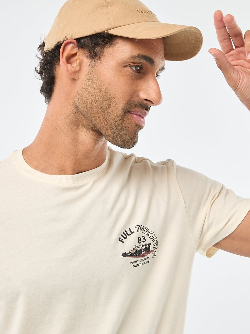 T-shirt met ronde hals, korte mouwen en print Wit - Kiabi