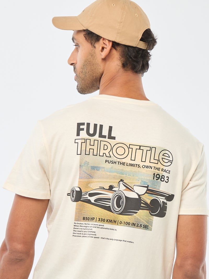 T-shirt met ronde hals, korte mouwen en print Wit - Kiabi