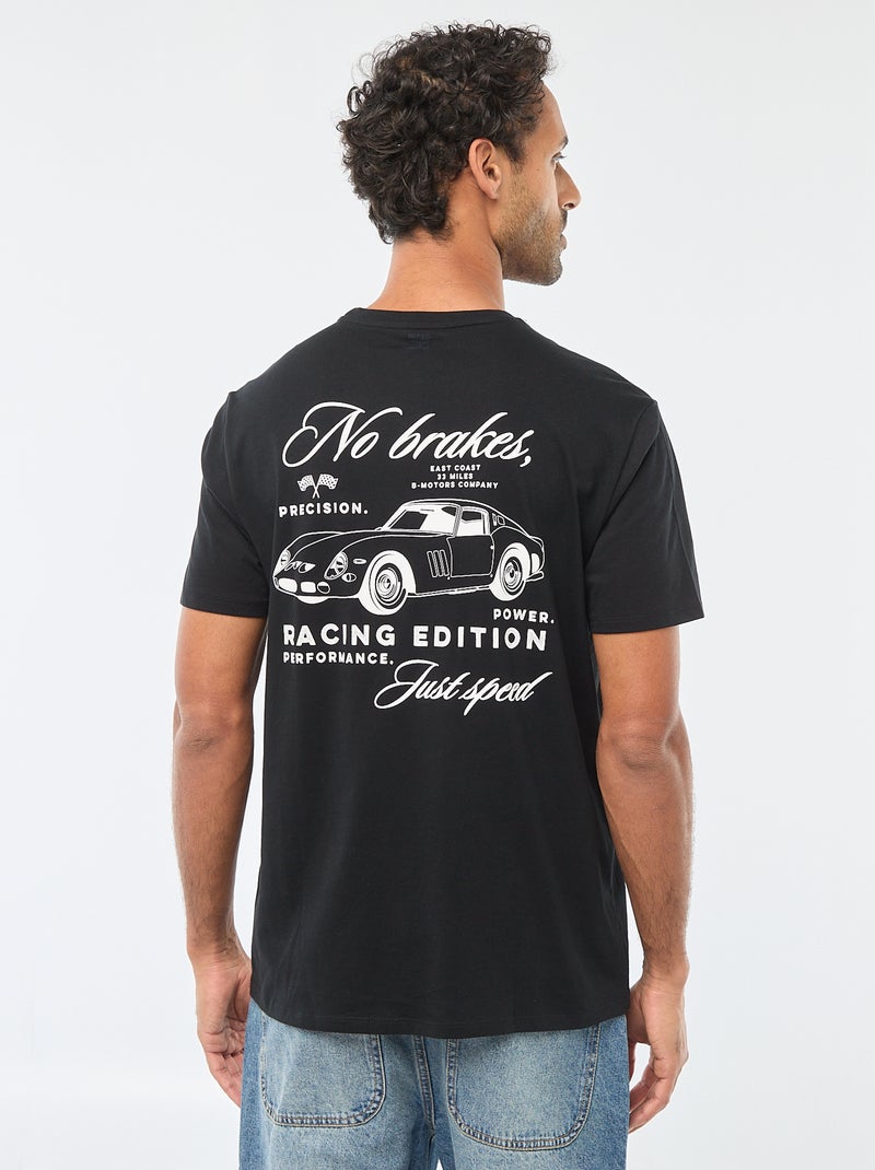 T-shirt met ronde hals, korte mouwen en print Zwart - Kiabi