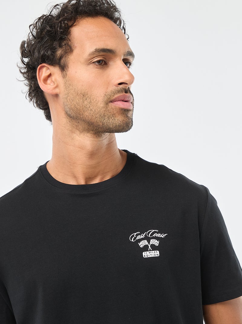 T-shirt met ronde hals, korte mouwen en print Zwart - Kiabi