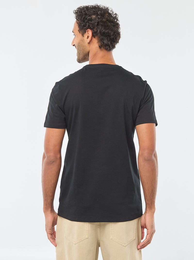 T-shirt met ronde hals, korte mouwen en print Zwart - Kiabi