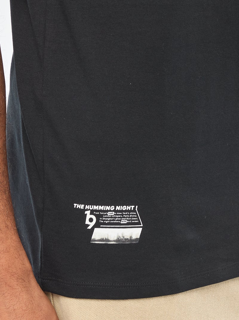 T-shirt met ronde hals, korte mouwen en print Zwart - Kiabi