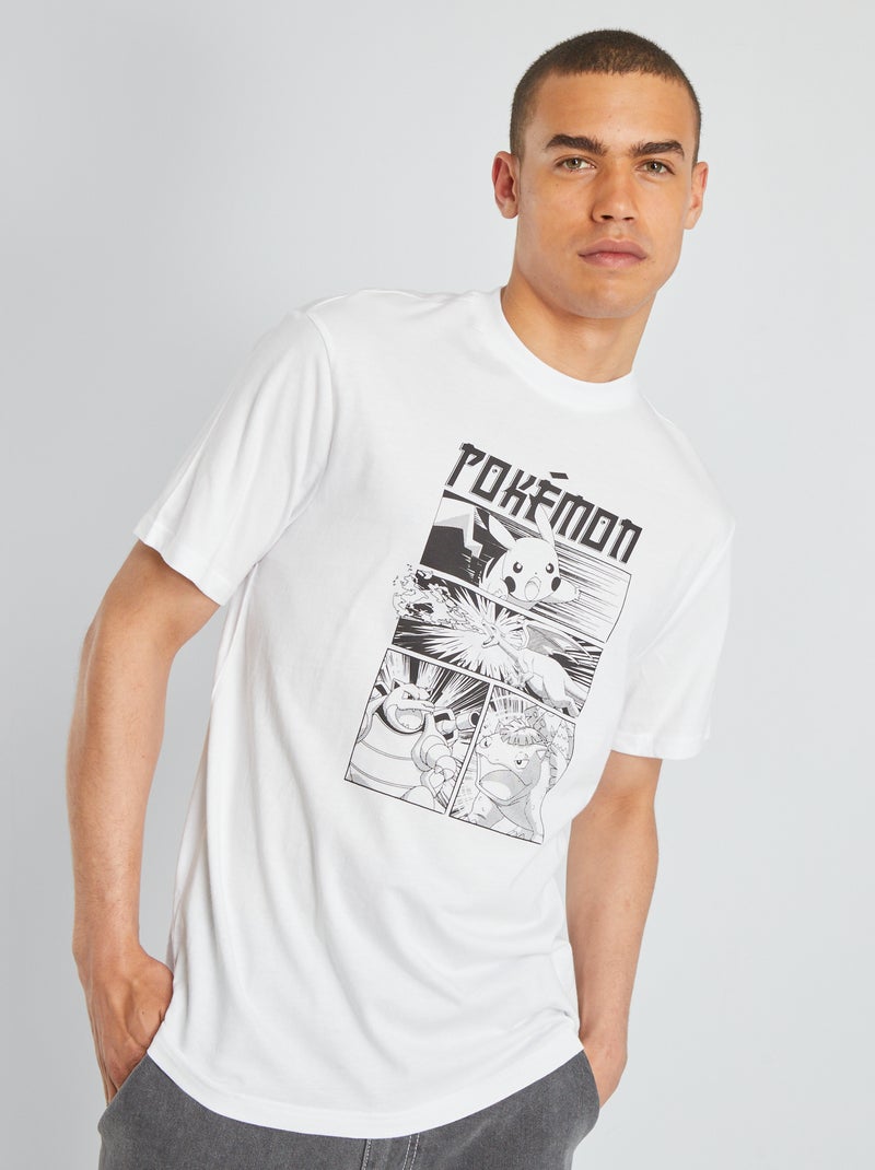 T-shirt met ronde hals 'Pokémon' wit - Kiabi