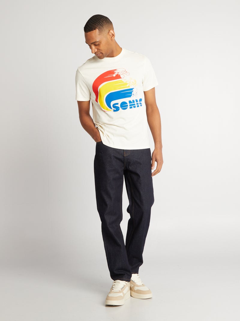 T-shirt met ronde hals 'Sonic' wit - Kiabi