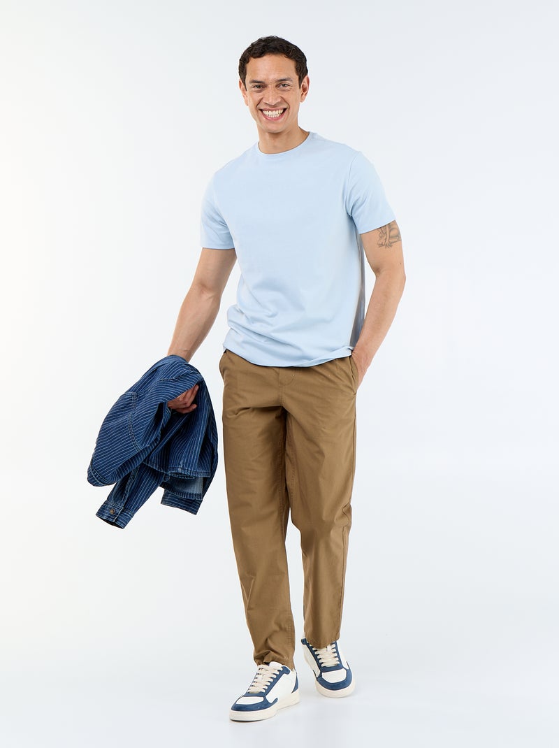 T-shirt met ronde hals van katoen - Tough Cotton™ Blauw - Kiabi