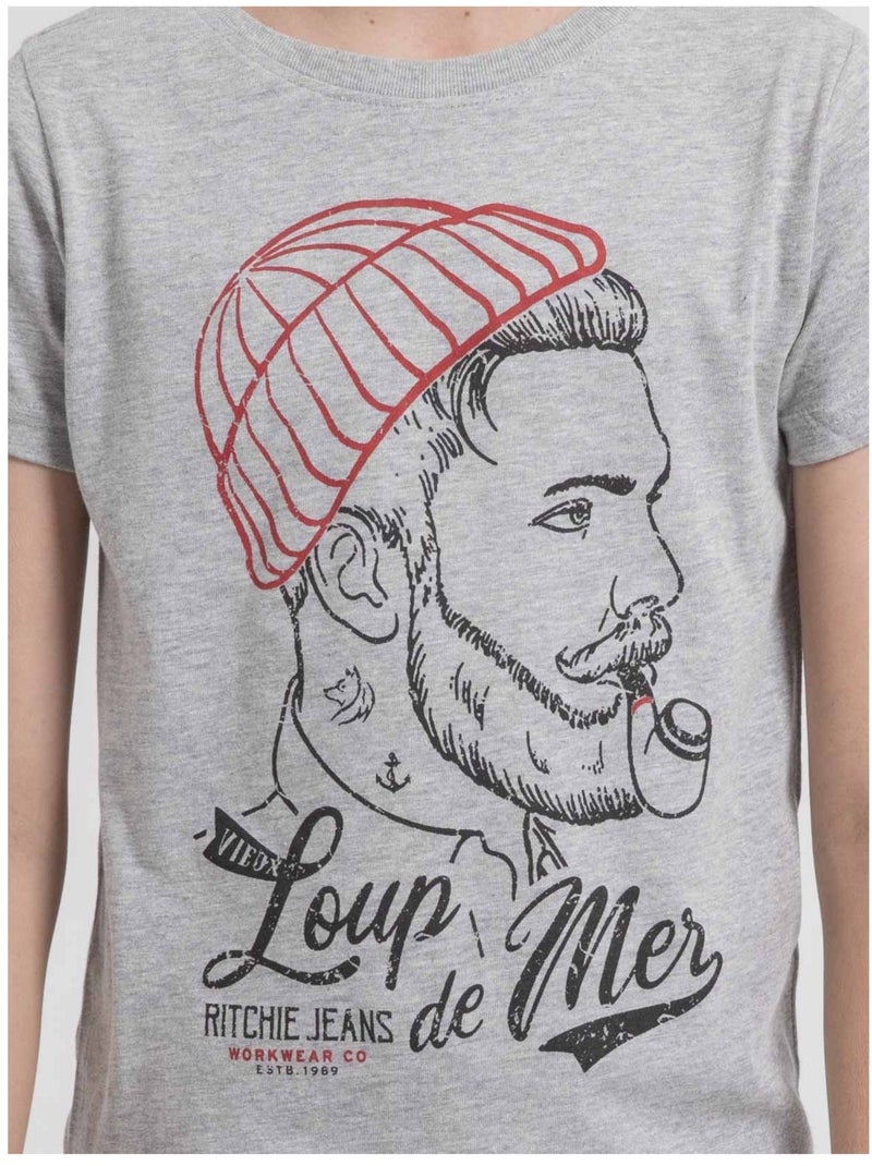 T-shirt met ronde hals van puur katoen - JOUANCY-J Lichtgrijs - Kiabi