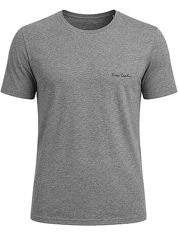T-shirt met ronde hals voor heren, voorzien van kenmerkend borduurwerk op de borst.
