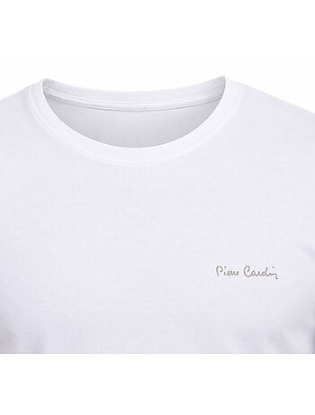 T-shirt met ronde hals voor heren, voorzien van kenmerkend borduurwerk op de borst.