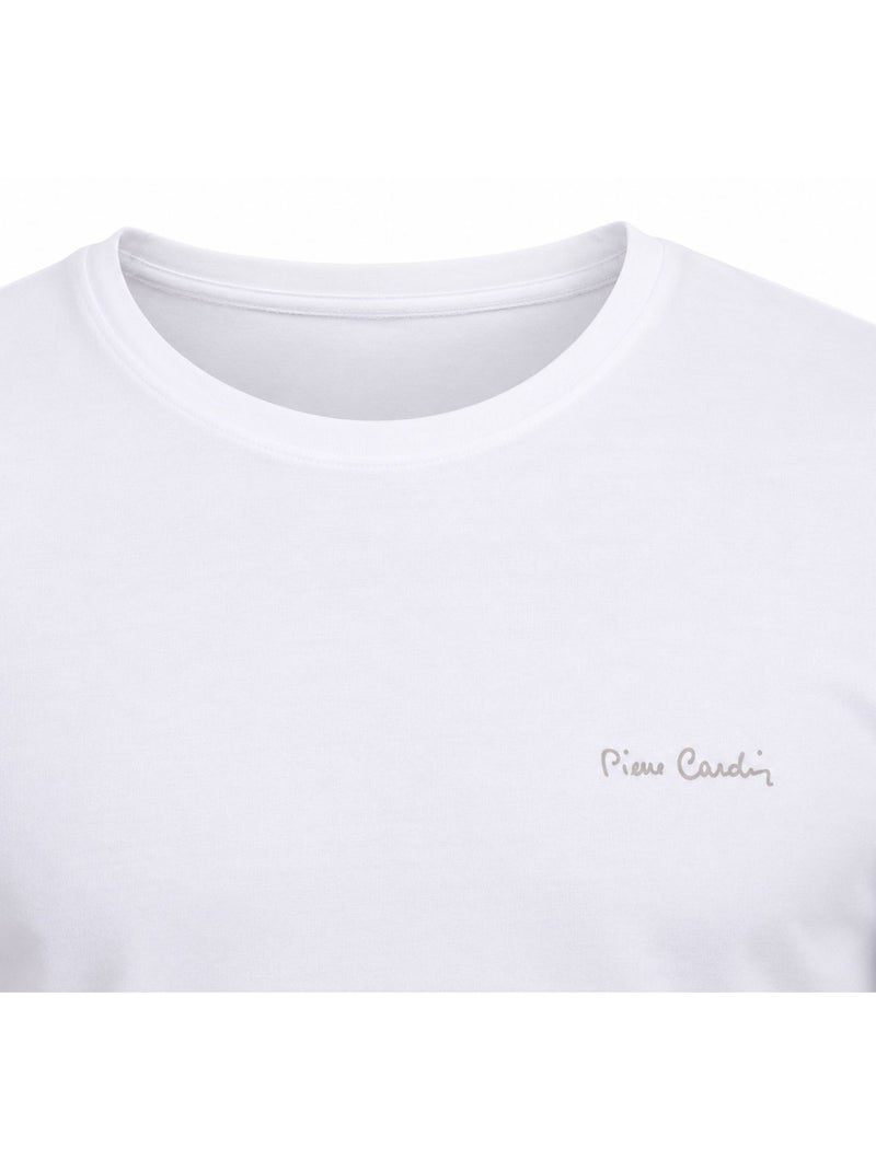 T-shirt met ronde hals voor heren, voorzien van kenmerkend borduurwerk op de borst. Wit - Kiabi