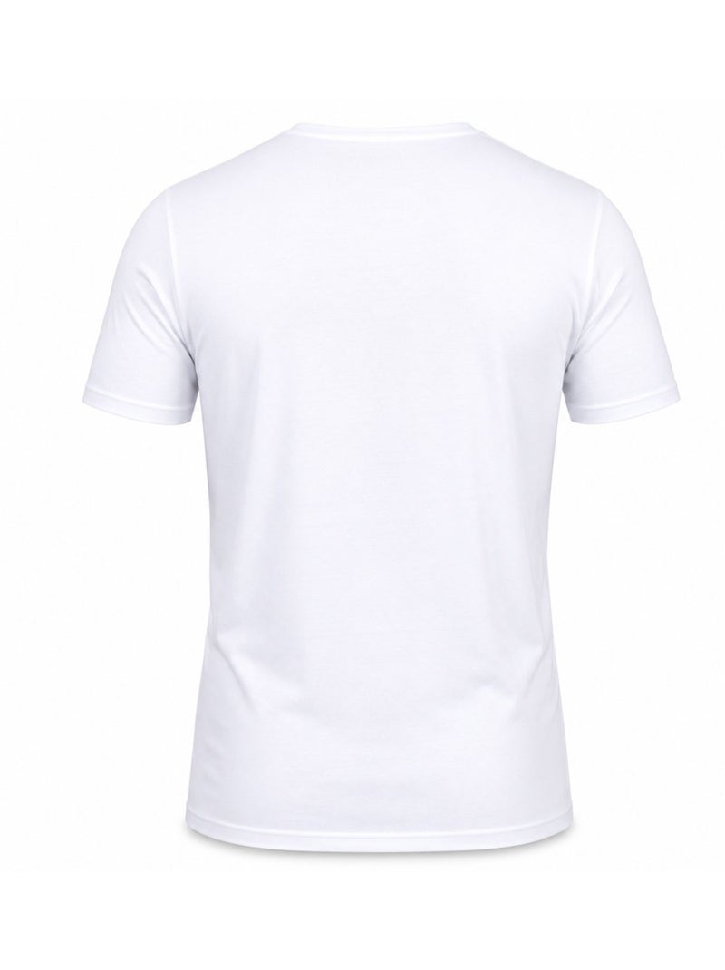 T-shirt met ronde hals voor heren, voorzien van kenmerkend borduurwerk op de borst. Wit - Kiabi