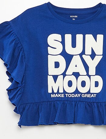 T-shirt met ruches en print