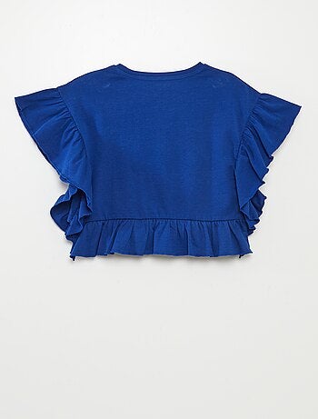 T-shirt met ruches en print