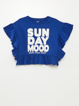 T-shirt met ruches en print