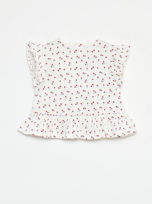 T-shirt met ruches en print - Kiabi