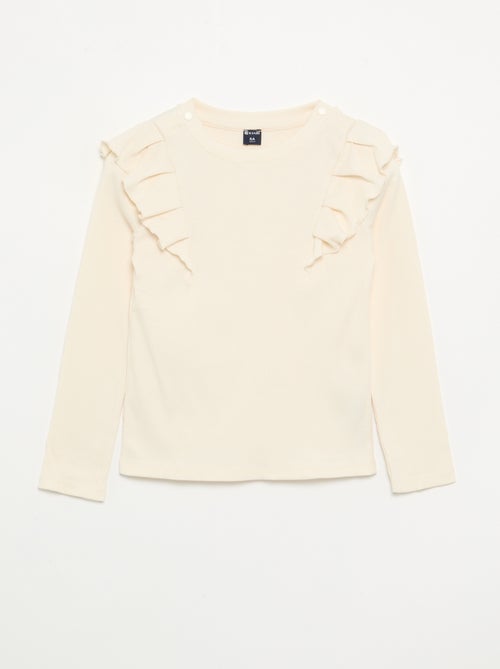 T-shirt met ruches op de schouders - gemakkelijk aan te trekken collectie - Kiabi