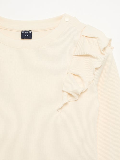 T-shirt met ruches op de schouders - gemakkelijk aan te trekken collectie - Kiabi