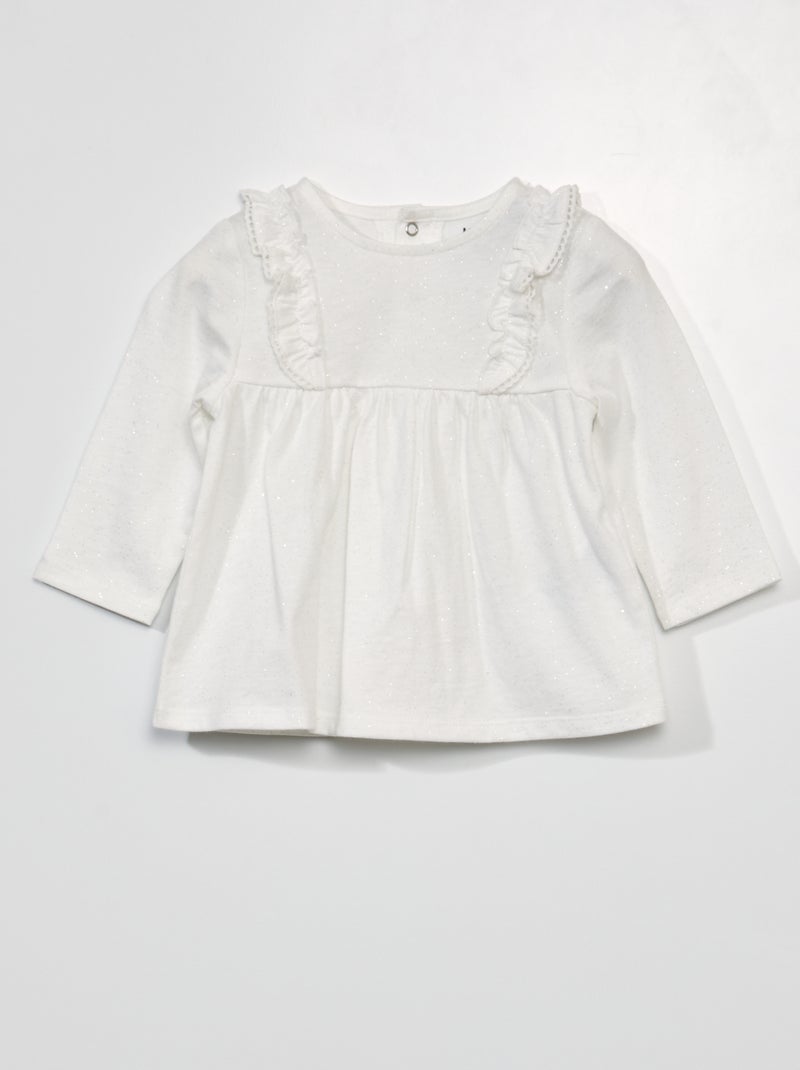 T-shirt met ruches WIT - Kiabi