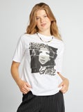 T-shirt met 'Selena Gomez'-print wit - Kiabi