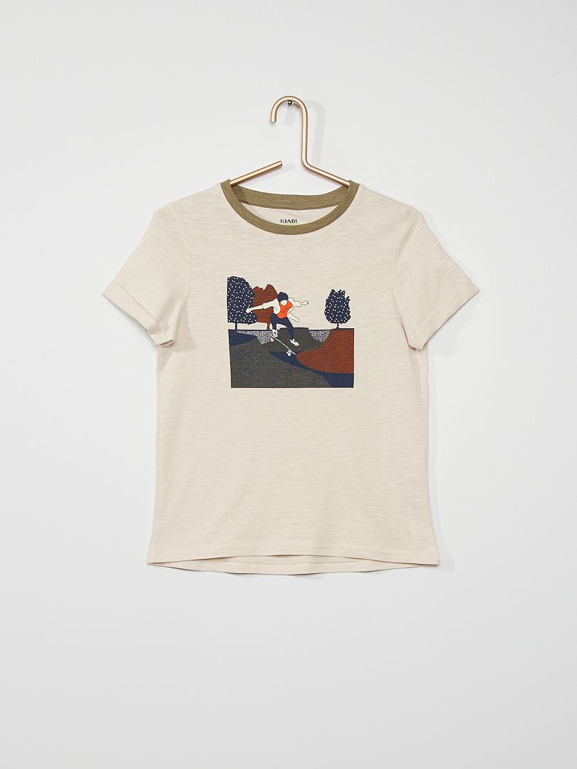 T-shirt met skateprint Beige - Kiabi