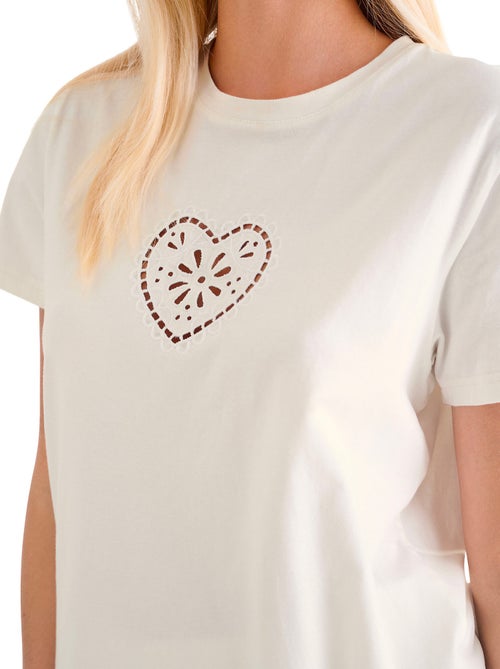 T-shirt met slipe mouwen coeur summertime - Kiabi