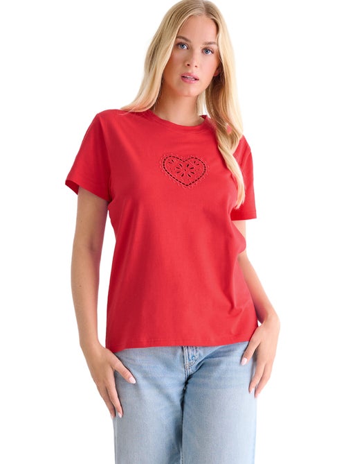 T-shirt met slipe mouwen coeur summertime - Kiabi