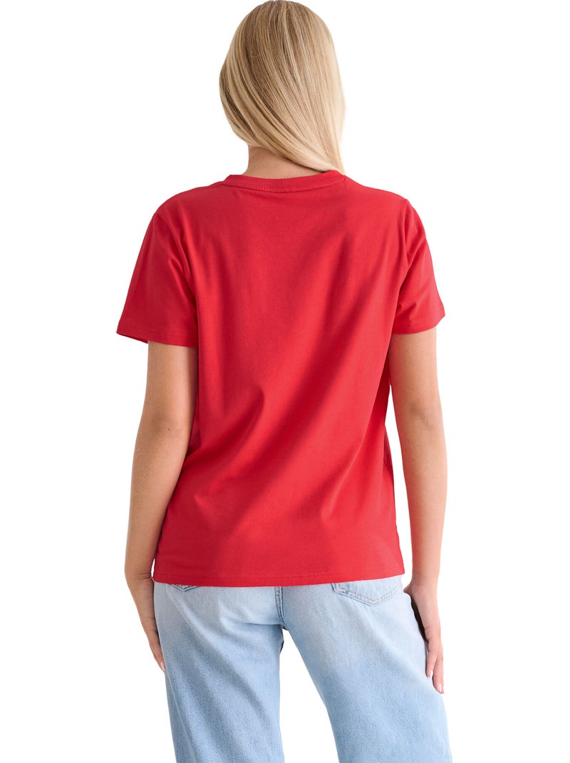 T-shirt met slipe mouwen coeur summertime Rood - Kiabi