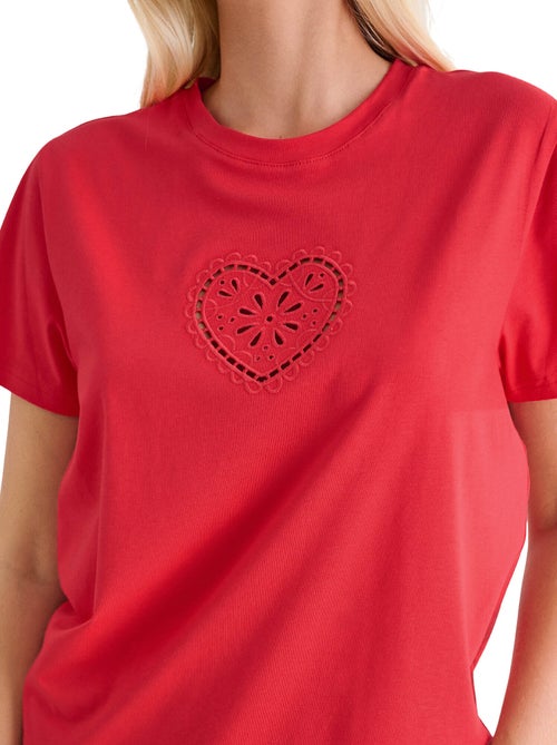 T-shirt met slipe mouwen coeur summertime - Kiabi