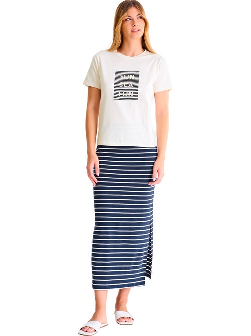T-shirt met slipe mouwen sun sea fun zomertijd - Kiabi