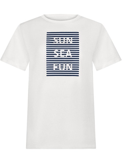 T-shirt met slipe mouwen sun sea fun zomertijd - Kiabi