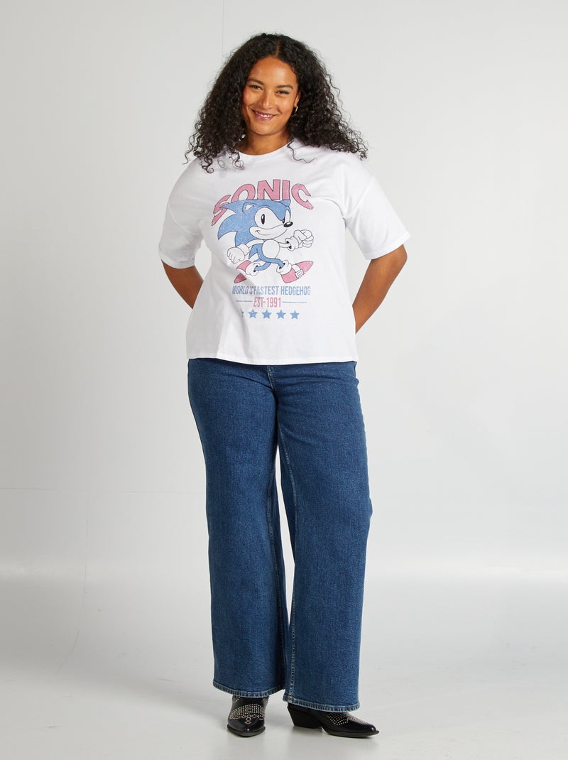 T-shirt met 'Sonic'-print wit - Kiabi