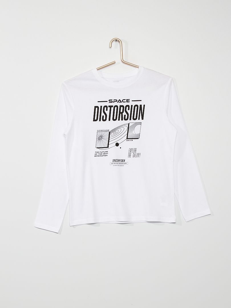 T-shirt met 'Space Distorsion'-print WIT - Kiabi