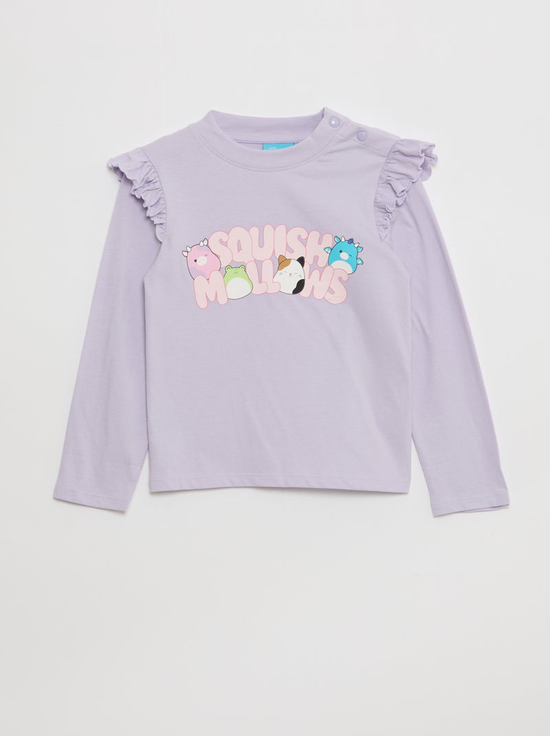 T-shirt met 'Squish Mellow'-print en ruches aan de schouders - So Easy Rose - Kiabi