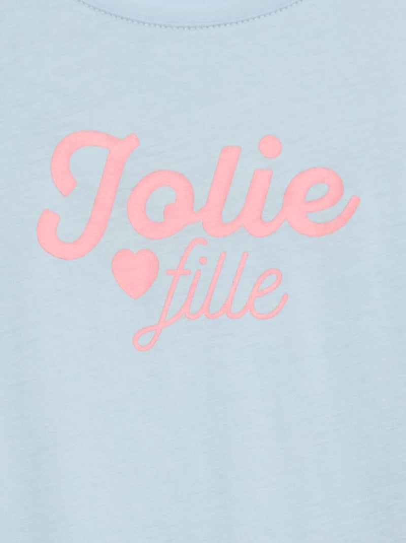 T-shirt met tekstboodschap en korte mouwen Blauw - Kiabi