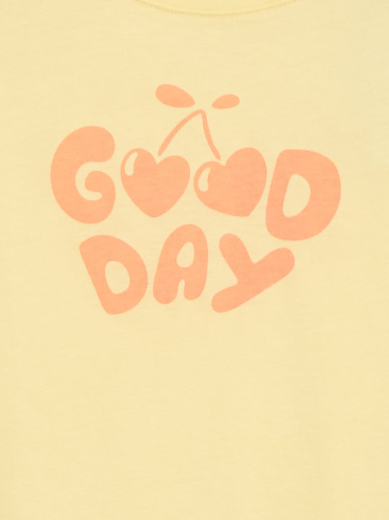 T-shirt met tekstboodschap en korte mouwen Geel - Kiabi