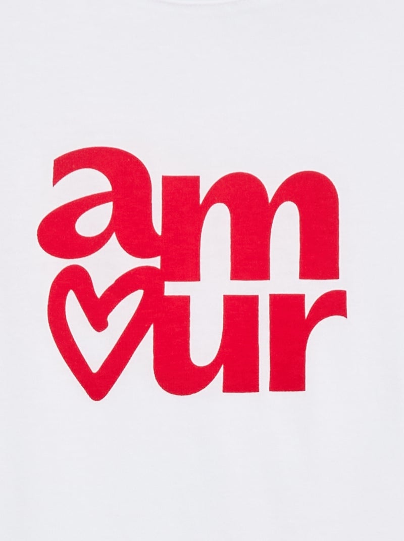 T-shirt met tekstboodschap en korte mouwen Wit - Kiabi
