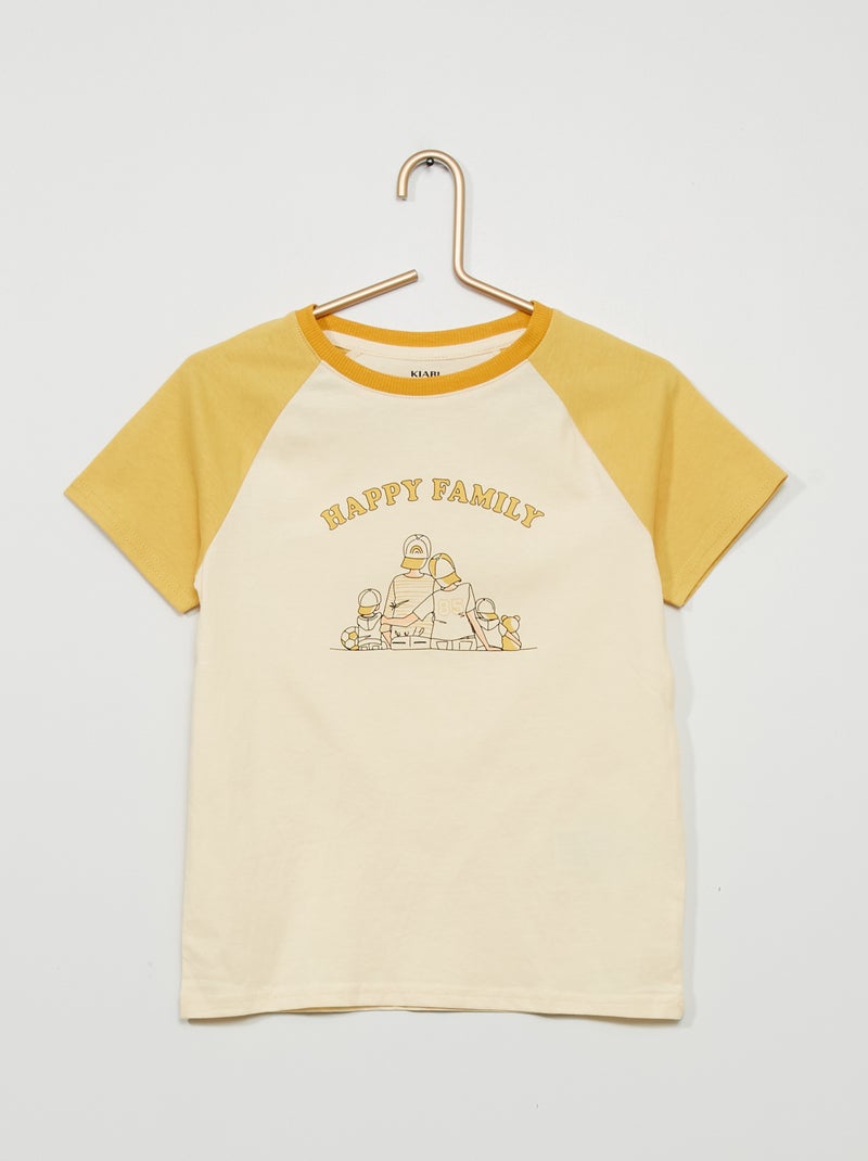 T-shirt met tekstopdruk 'Happy Familiy' WIT - Kiabi
