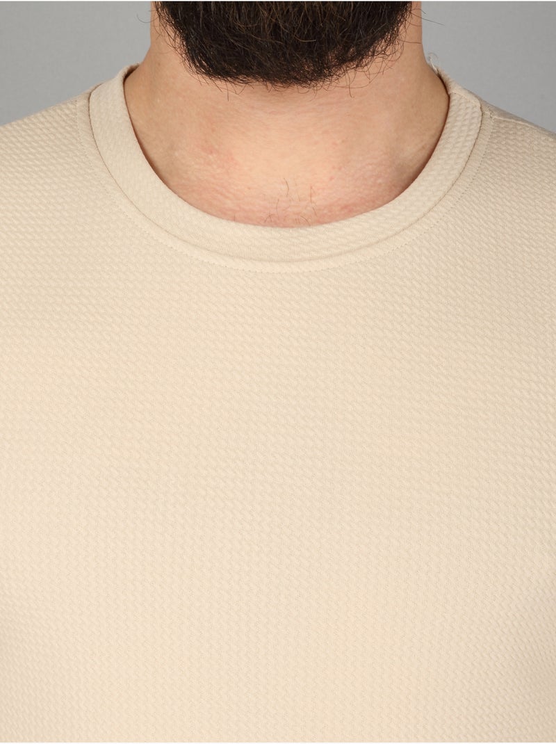T-shirt met textuur - Frilivin Beige - Kiabi