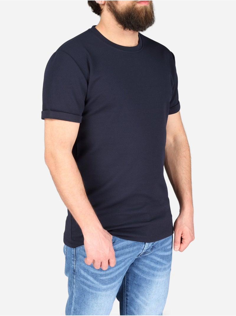T-shirt met textuur - Frilivin Donkerblauw - Kiabi