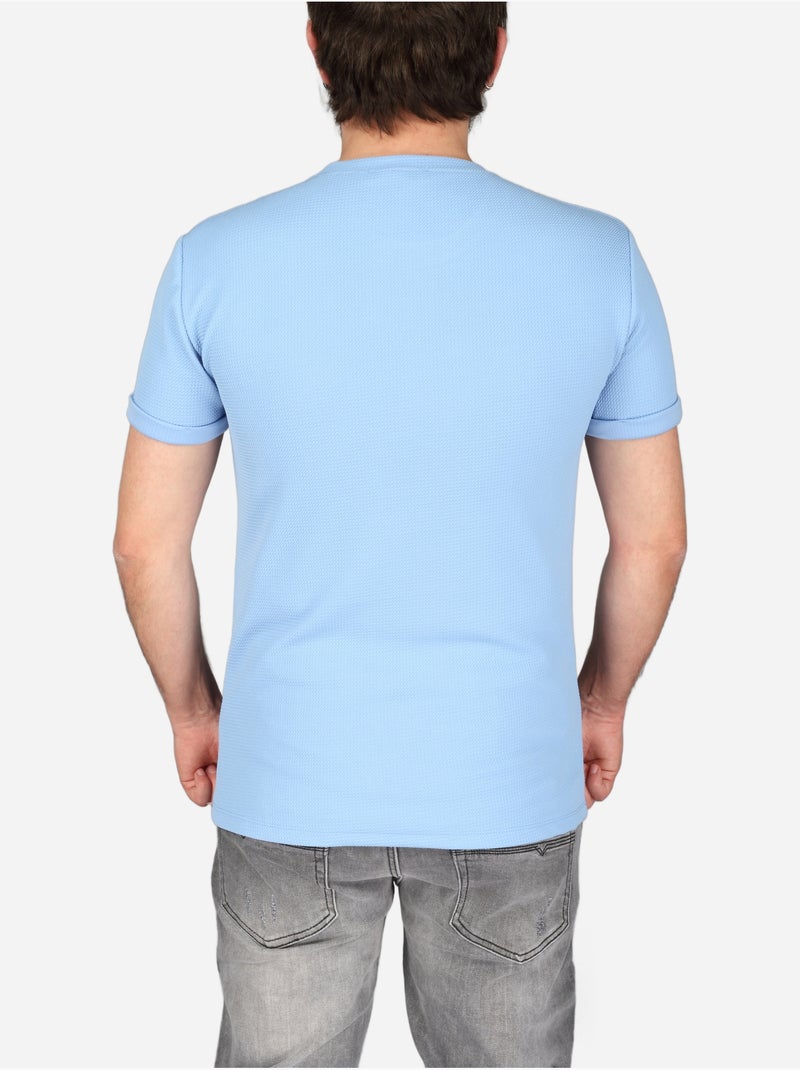 T-shirt met textuur - Frilivin Lichtblauw - Kiabi