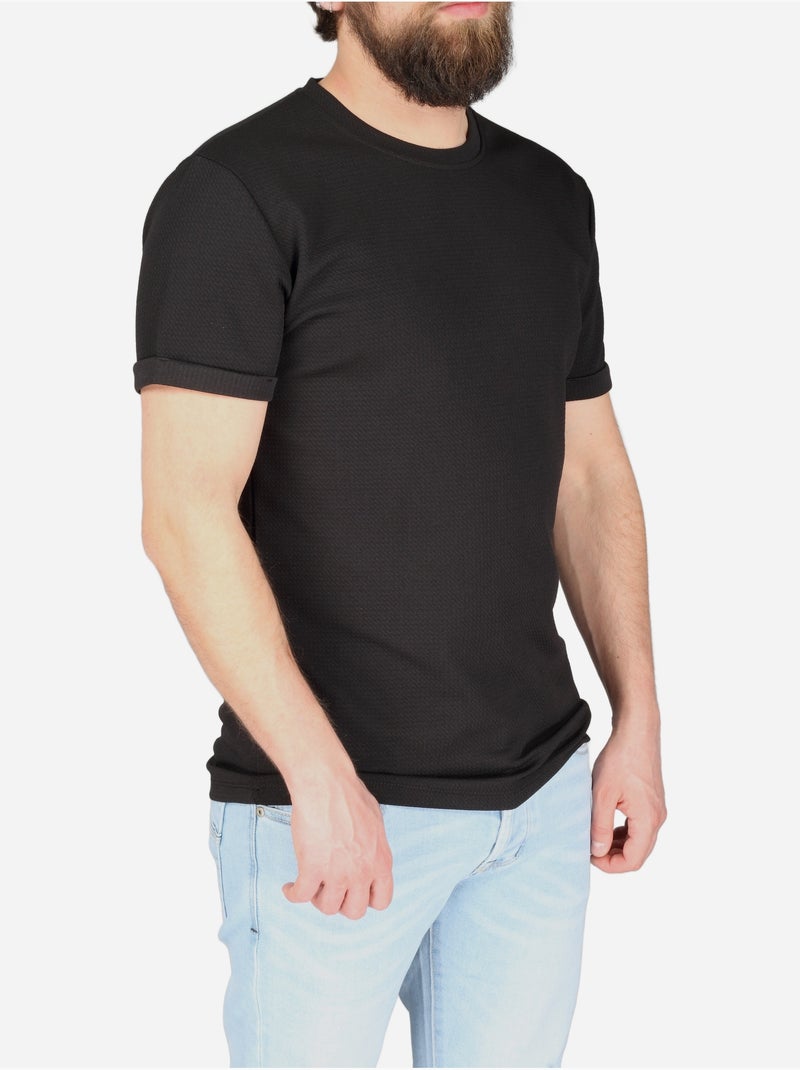 T-shirt met textuur - Frilivin Zwart - Kiabi