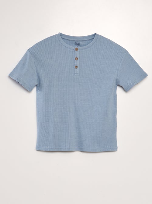 T-shirt met textuur en henleykraag - Kiabi