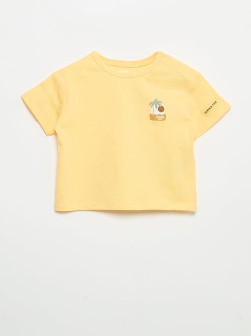 T-shirt met tropische print en korte mouwen van katoen - Kiabi T-shirt met tropische print en korte mouwen van katoen - Kiabi