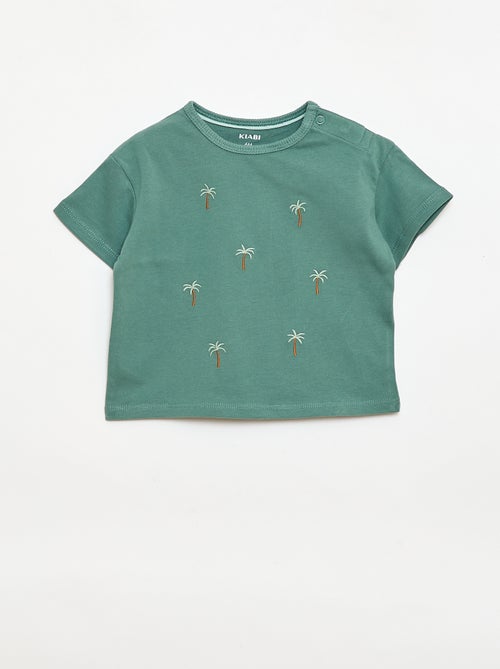 T-shirt met tropische print en korte mouwen van katoen - Kiabi