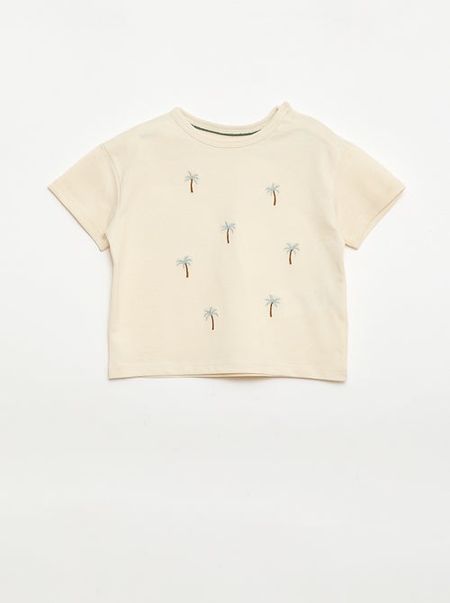 T-shirt met tropische print en korte mouwen van katoen - Kiabi