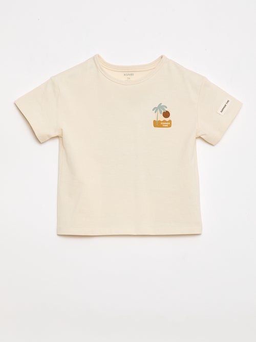 T-shirt met tropische print en korte mouwen van katoen - Kiabi