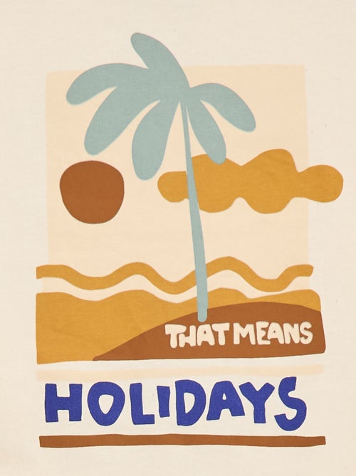 T-shirt met tropische print en korte mouwen van katoen - Kiabi