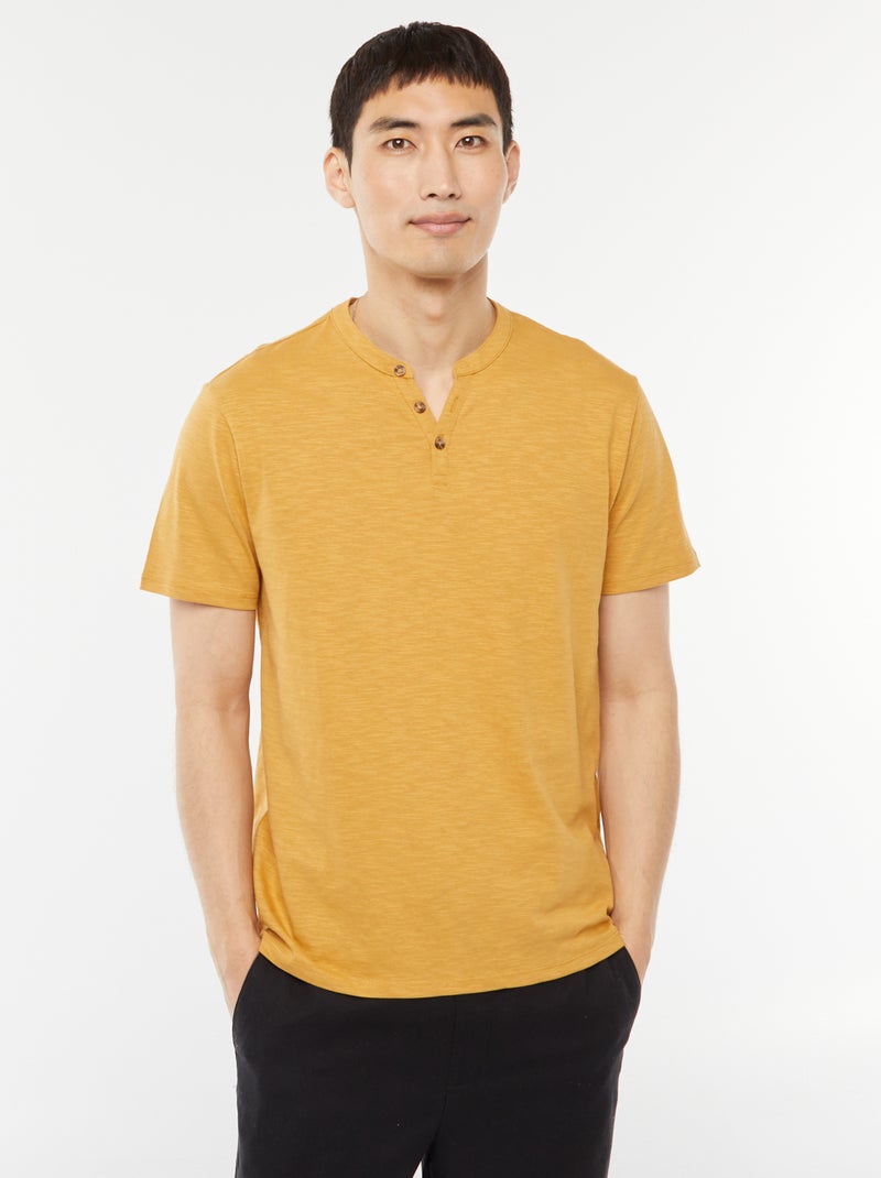 T-shirt met tuniekhals en korte mouw Biege - Kiabi