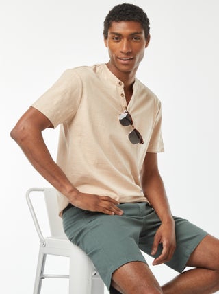 T-shirt met tuniekhals en korte mouw