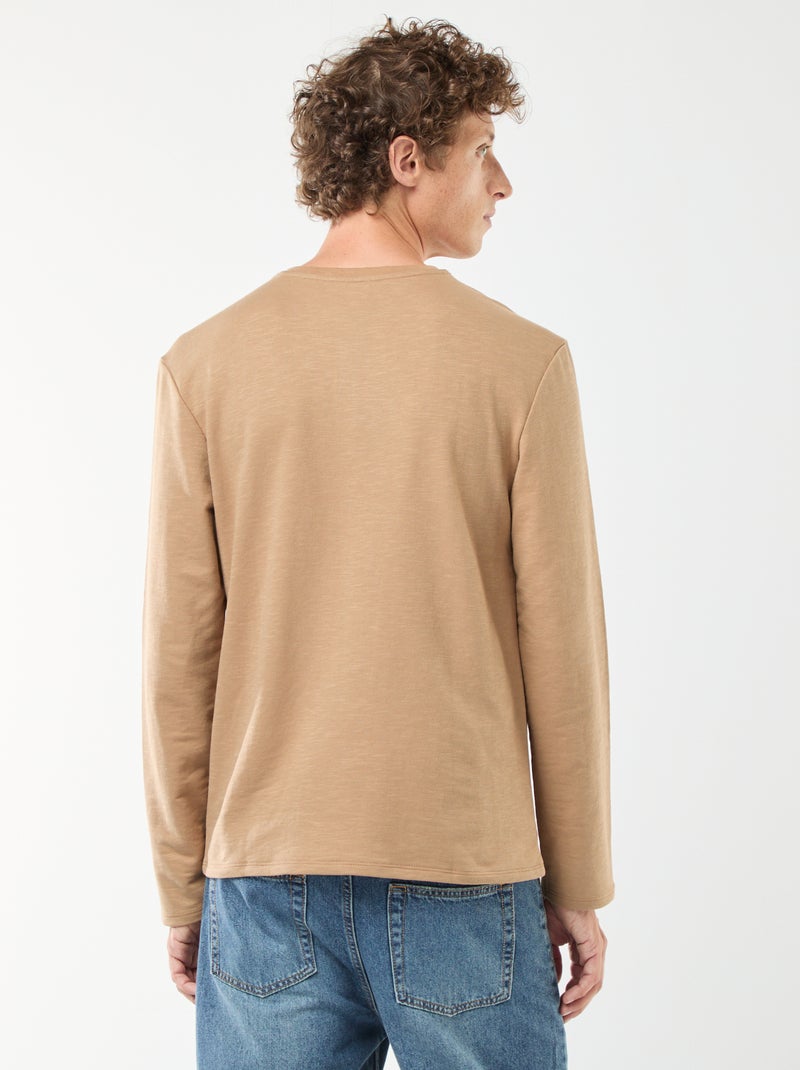 T-shirt met tuniekhals en lange mouw Biege - Kiabi