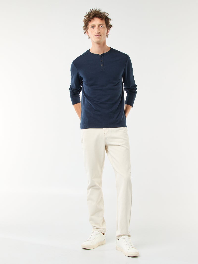 T-shirt met tuniekhals en lange mouw Blauw - Kiabi